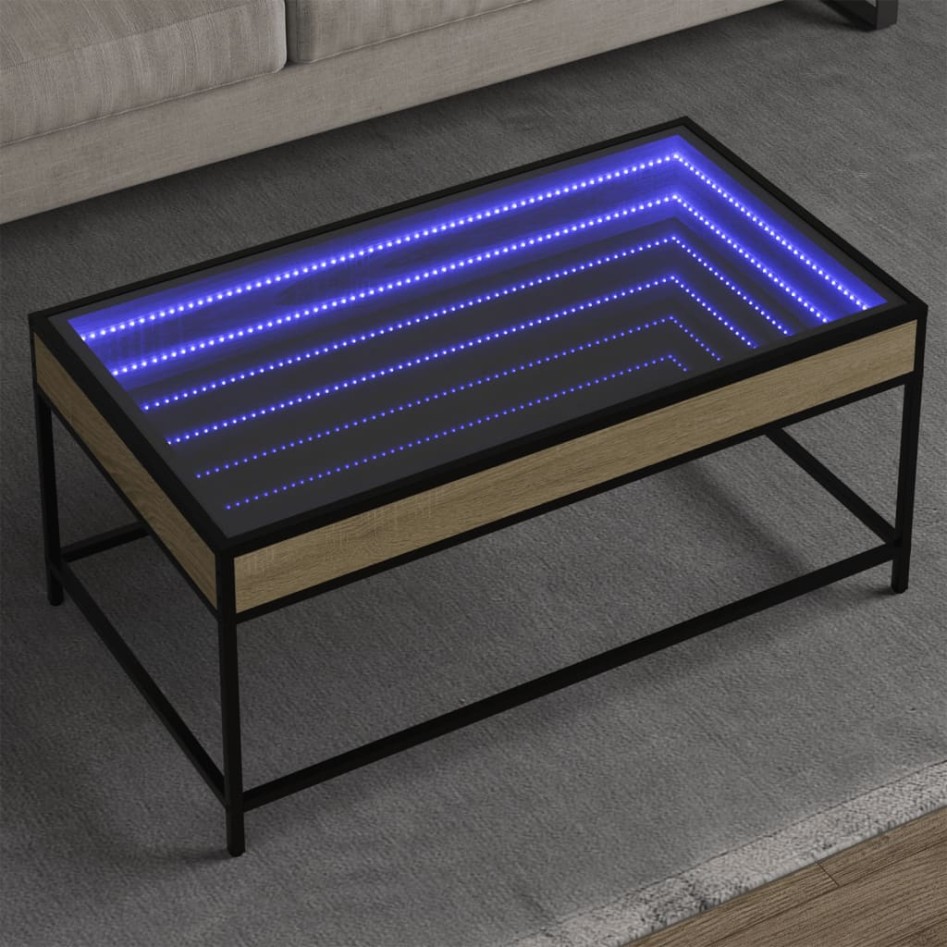 Mesa de centro con Infinity LED roble Sonoma 90x50x41