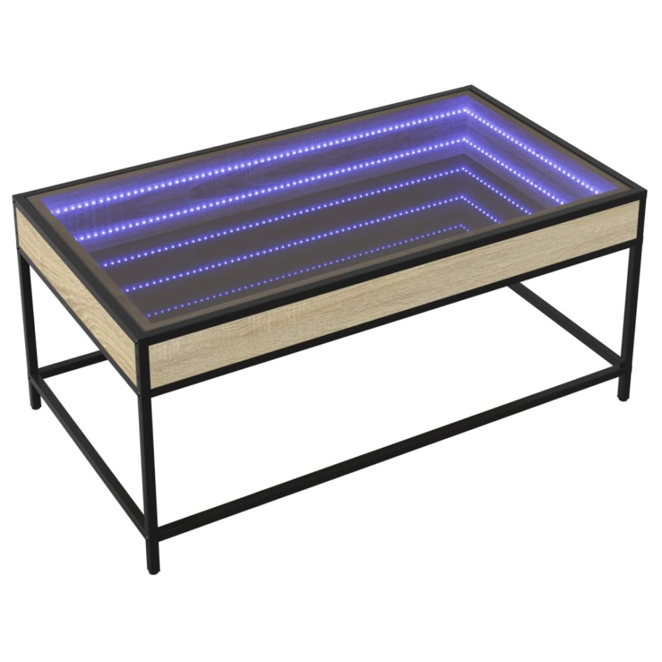 Mesa de centro con Infinity LED roble Sonoma 90x50x41