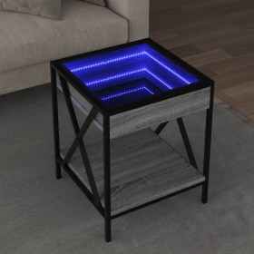 Mesa de centro con Infinity LED gris Sonoma 40x40x49