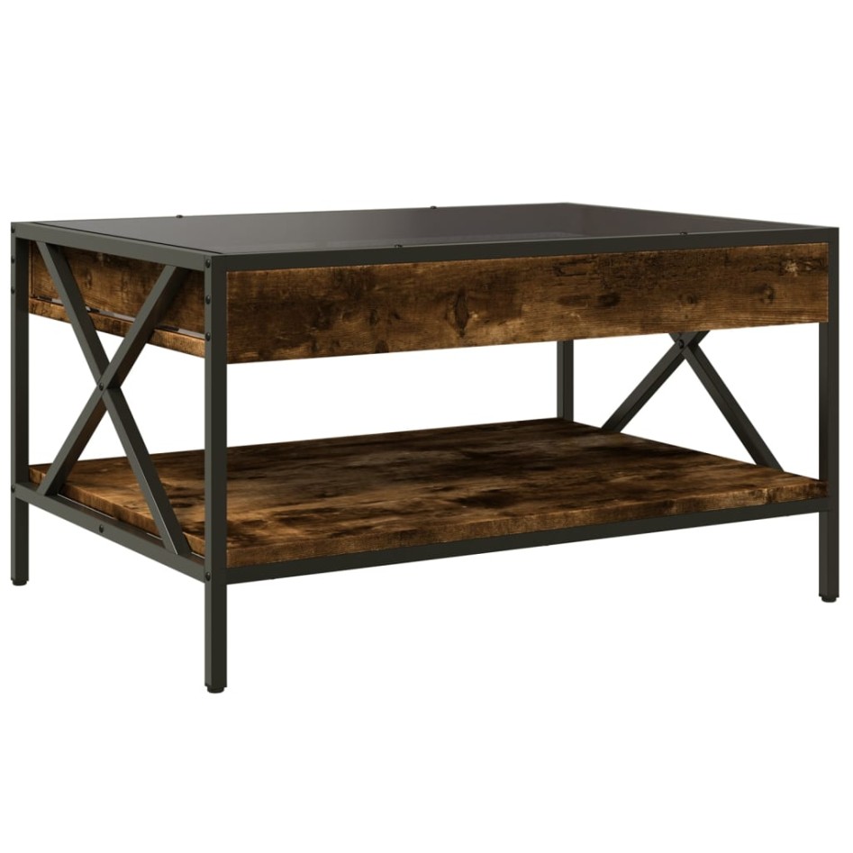 Mesa de centro con Infinity LED roble ahumado 70x50x38