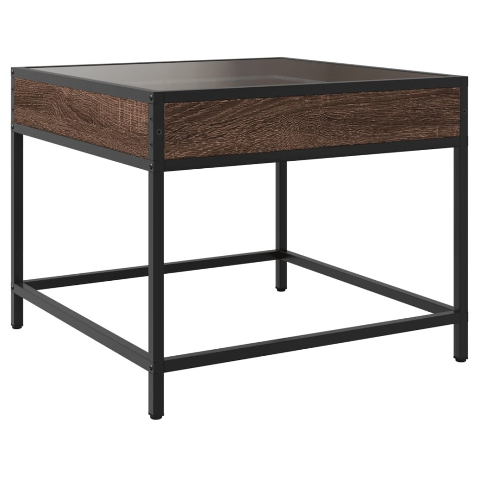 Mesa de centro con Infinity LED marrón roble 50x50x41