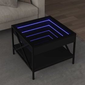 Mesa de centro con Infinity LED negro 50x50x38
