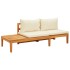 Banco de jardín y mesa cojines crema madera maciza de