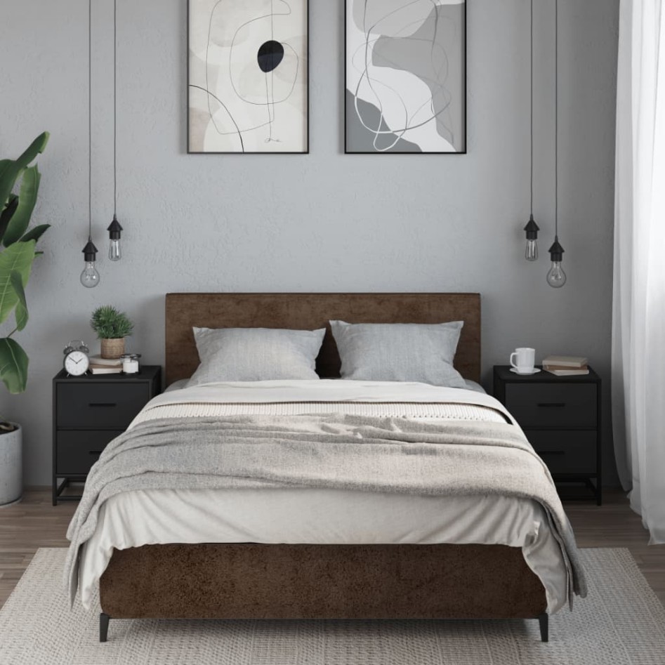 Mesitas de noche 2 uds madera ingeniería negro 40x31x50