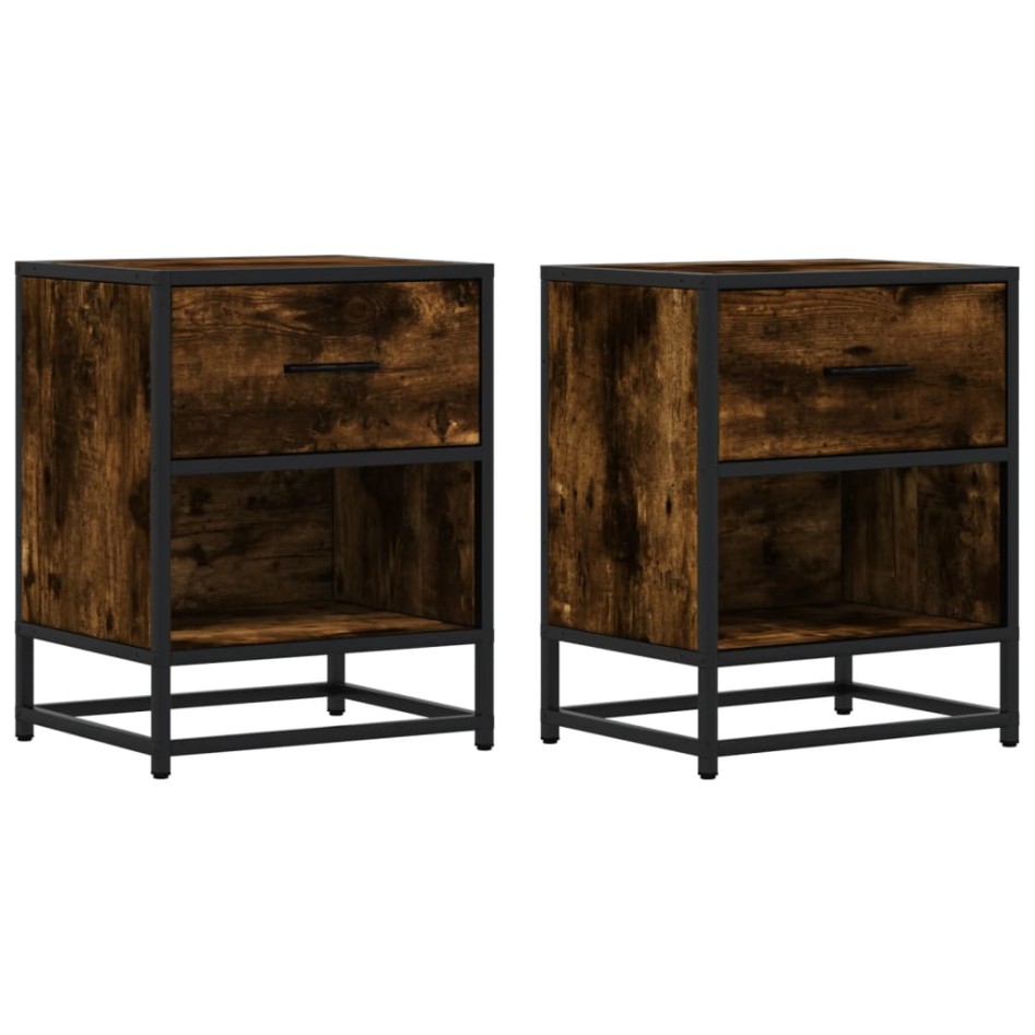 Mesitas noche 2 uds madera ingeniería roble ahumado 40x31x50