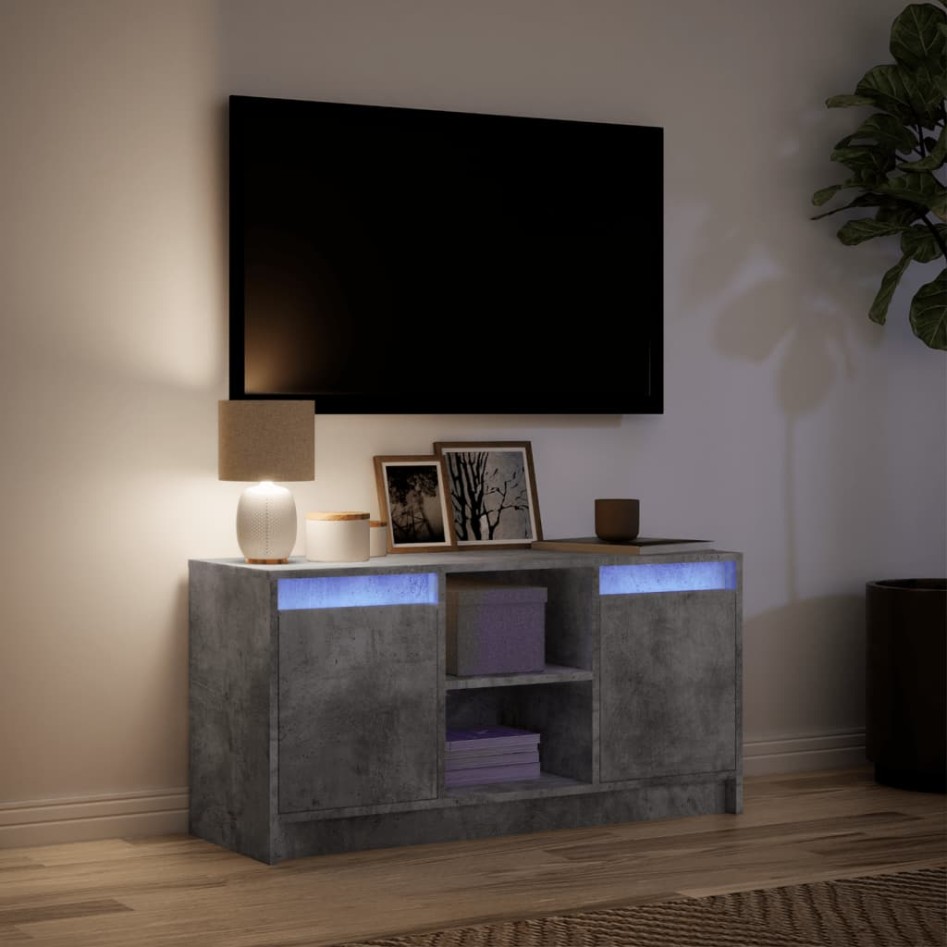 Mueble de TV LED madera ingeniería gris hormigón 100x34x50