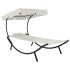 Tumbona de exterior con dosel y almohada blanco