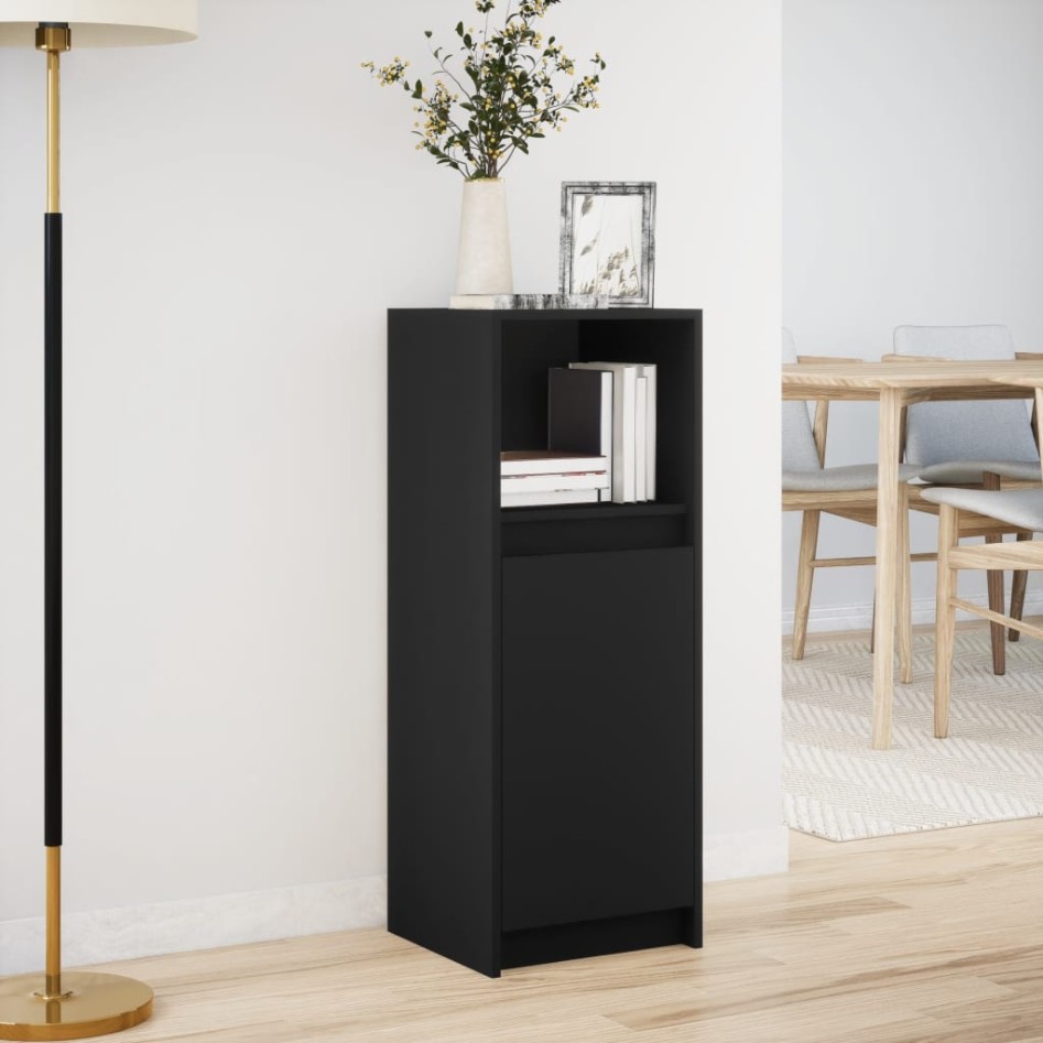 Aparador con luz LED madera de ingeniería negro 38x34x100