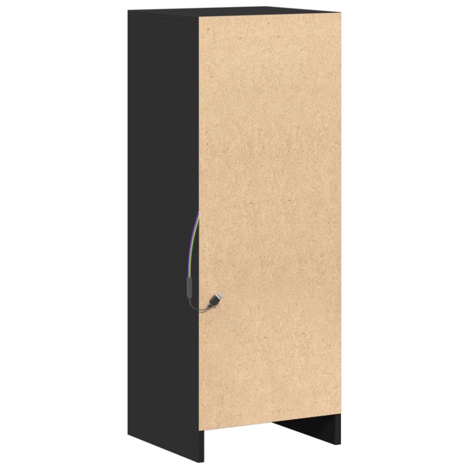 Aparador con luz LED madera de ingeniería negro 38x34x100