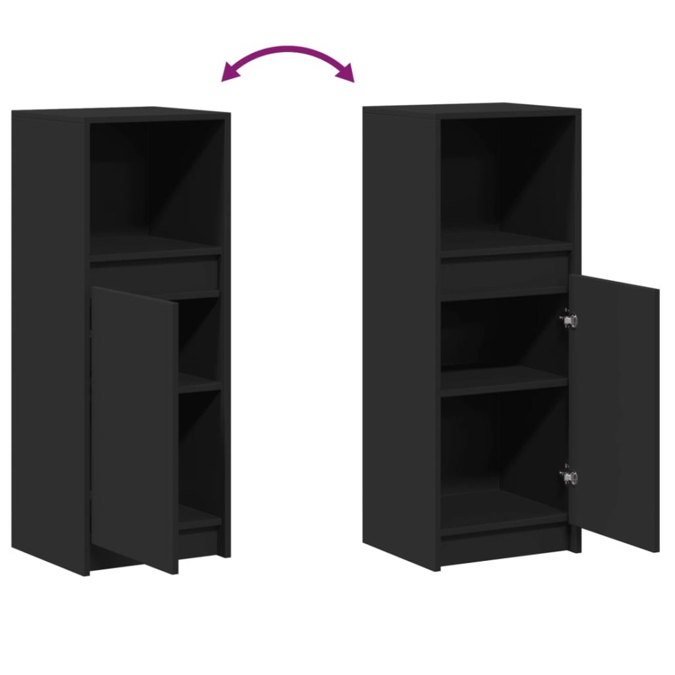 Aparador con luz LED madera de ingeniería negro 38x34x100