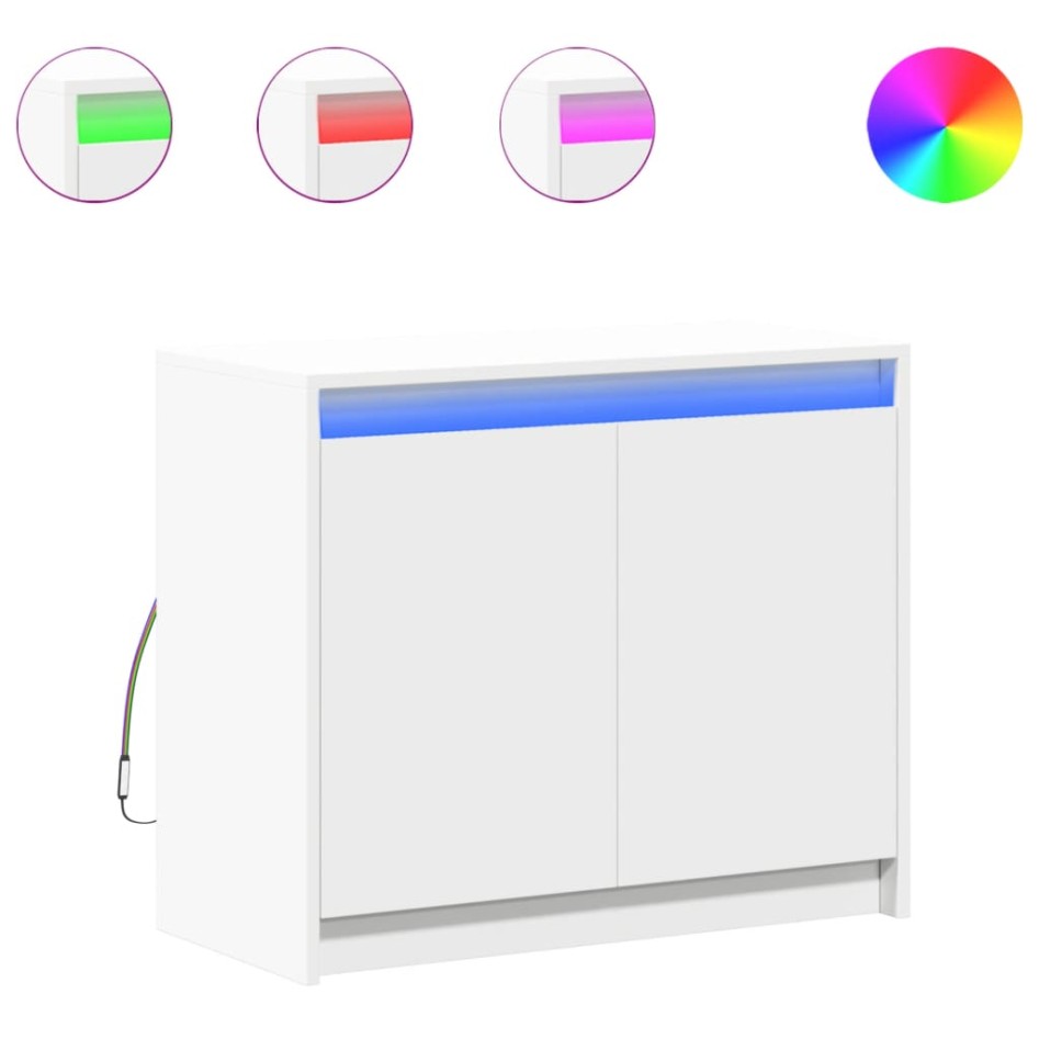 Aparador con LED madera de ingeniería blanco 72x34x61