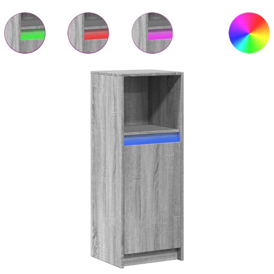 Aparador con LED madera de ingeniería gris Sonoma 38x34x100