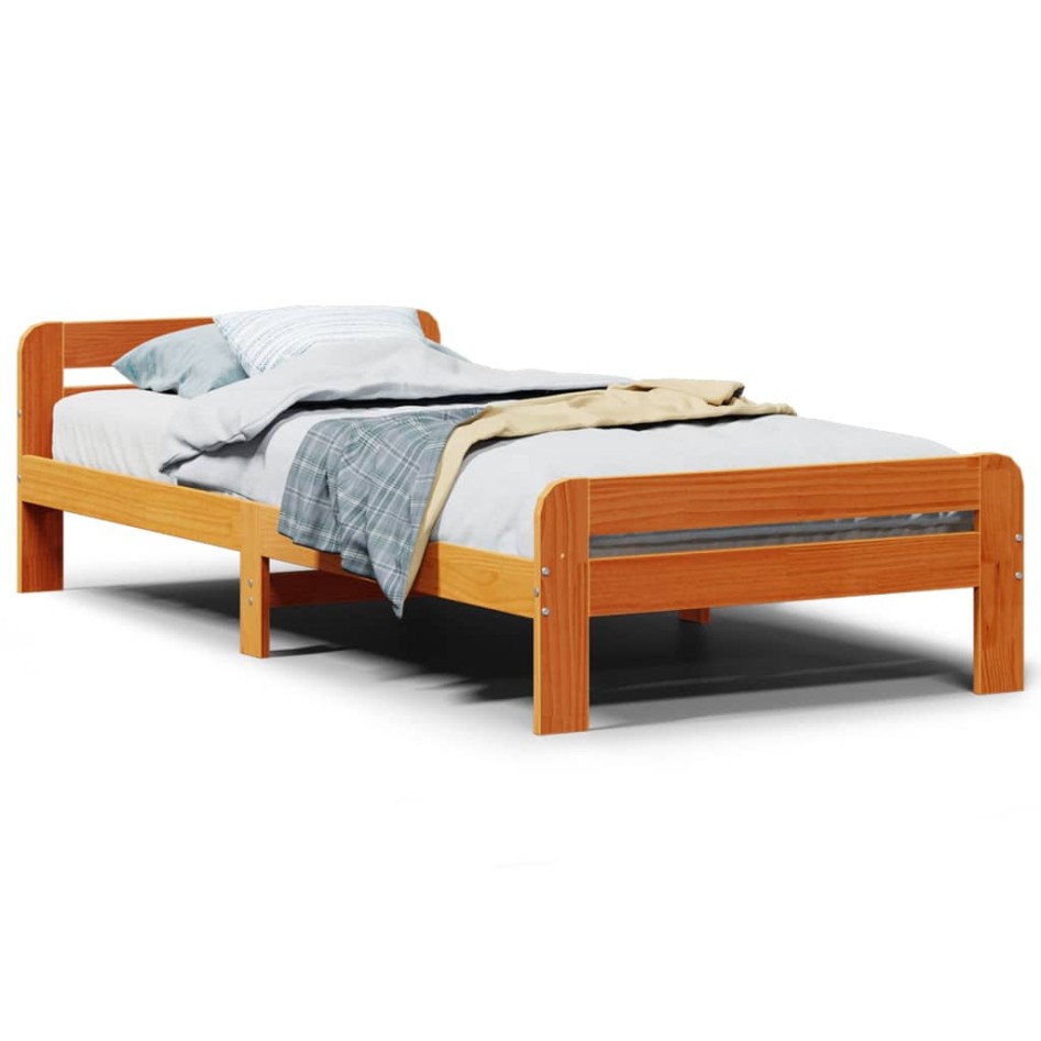 Estructura de cama sin colchón madera maciza marrón 75x190