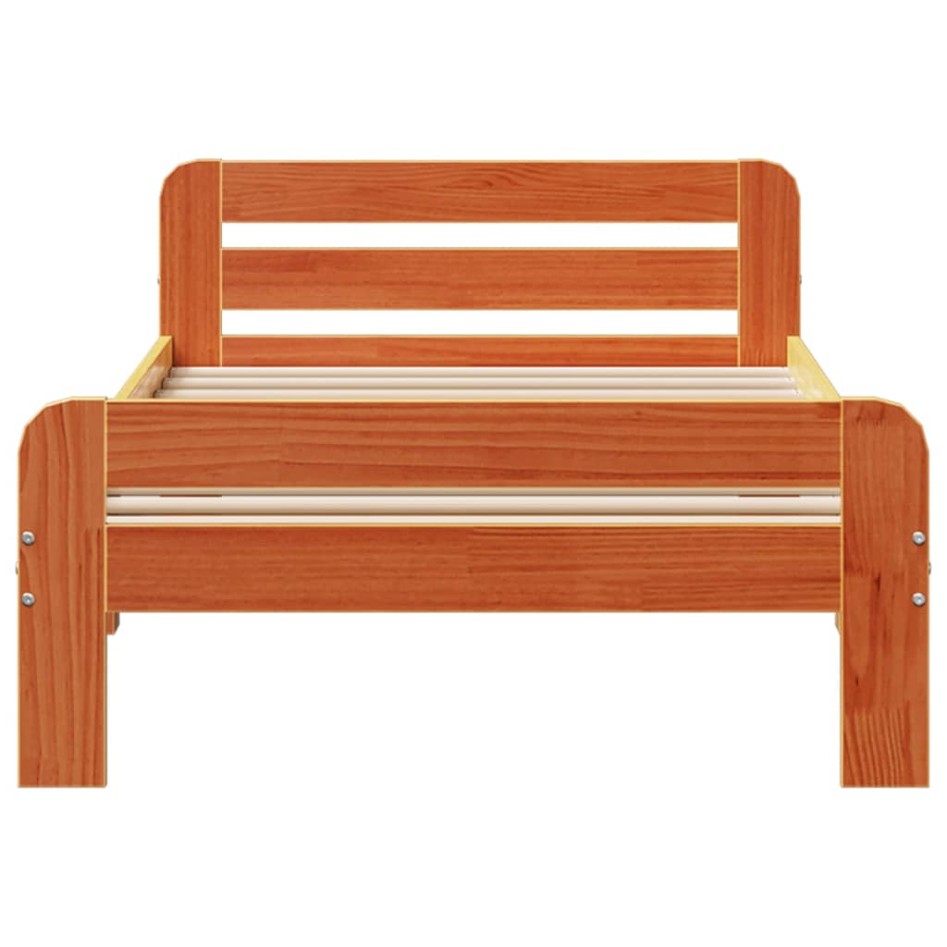 Estructura de cama sin colchón madera maciza marrón 75x190