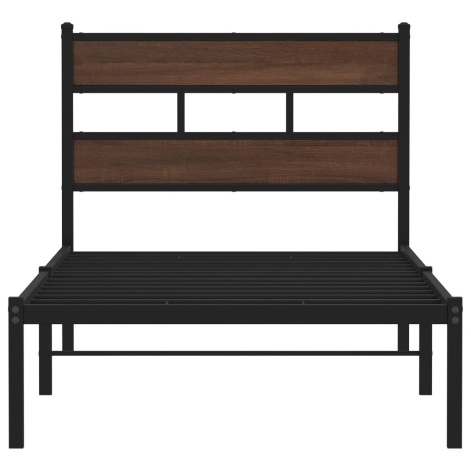 Estructura cama con cabecero sin colchón marrón roble 75x190