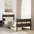 Estructura cama con cabecero y pie sin colchón marrón 80x200