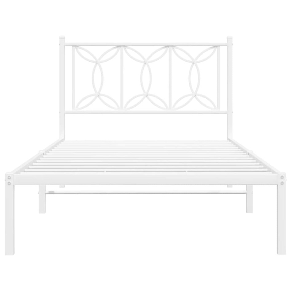 Estructura cama sin colchón con cabecero metal blanco