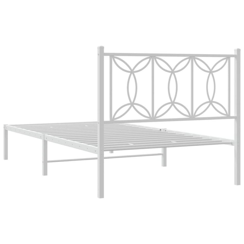 Estructura cama sin colchón con cabecero metal blanco