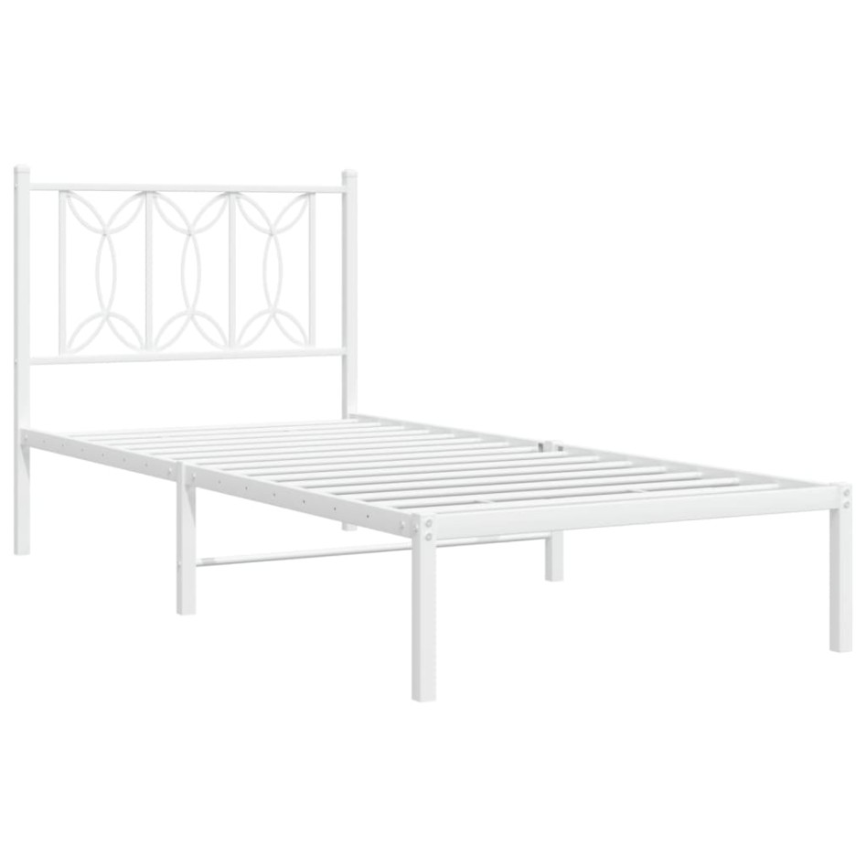 Estructura cama sin colchón con cabecero metal blanco 75x190