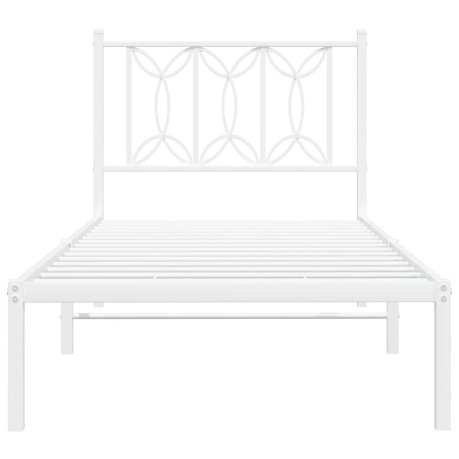 Estructura cama sin colchón con cabecero metal blanco 75x190
