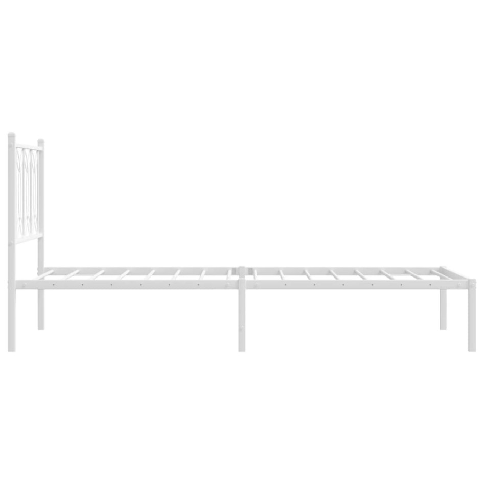 Estructura cama sin colchón con cabecero metal blanco 75x190