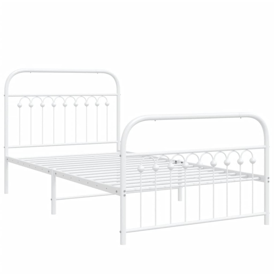 Estructura cama sin colchón con estribo metal blanco 100x190