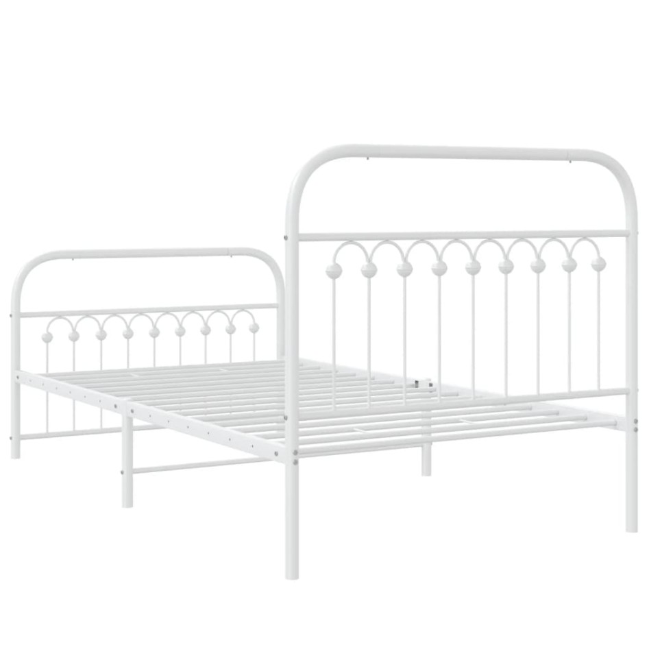 Estructura cama sin colchón con estribo metal blanco 100x190