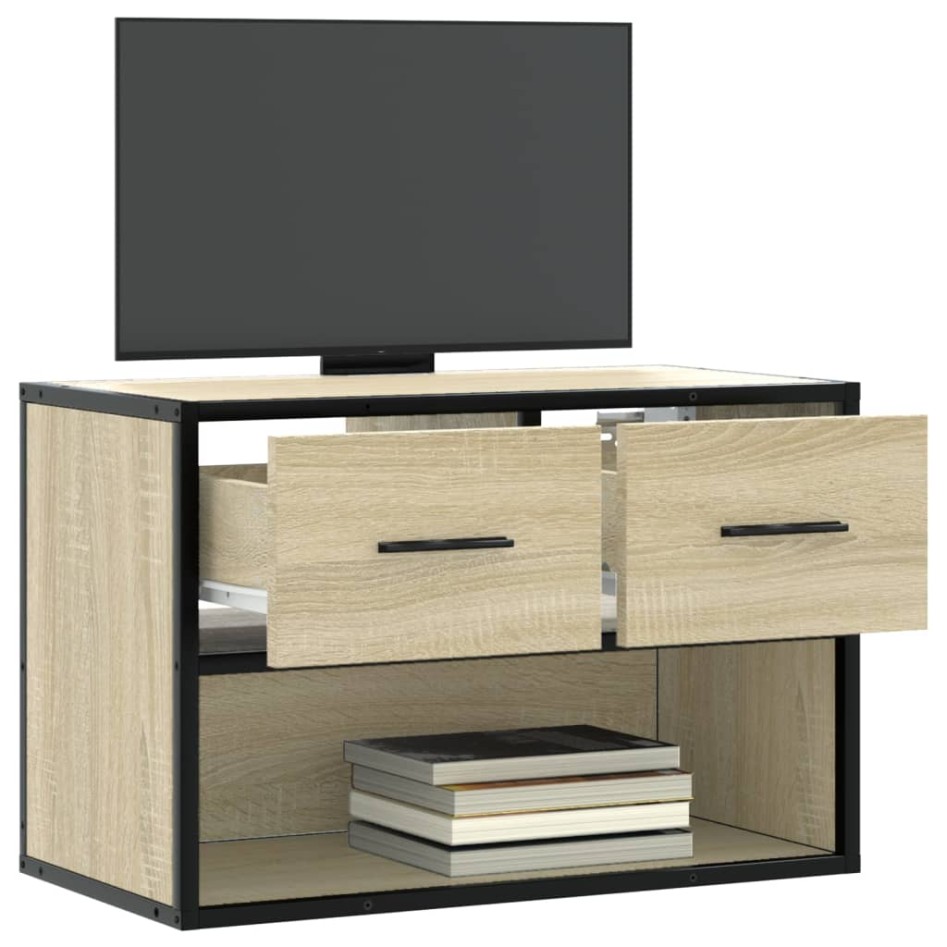 Mueble TV madera ingeniería y metal roble Sonoma 60x31x39,5