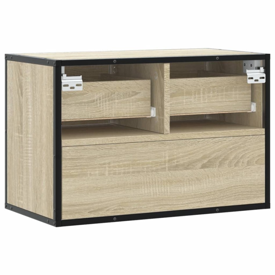 Mueble TV madera ingeniería y metal roble Sonoma 60x31x39,5
