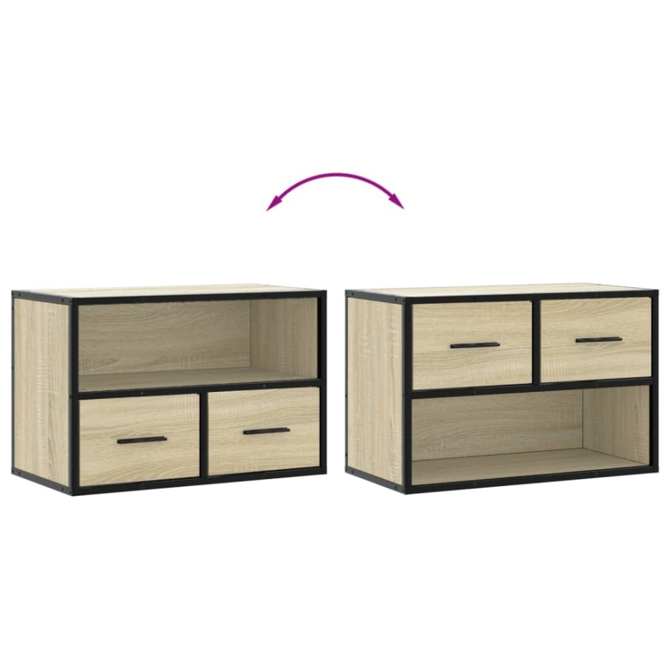 Mueble TV madera ingeniería y metal roble Sonoma 60x31x39,5