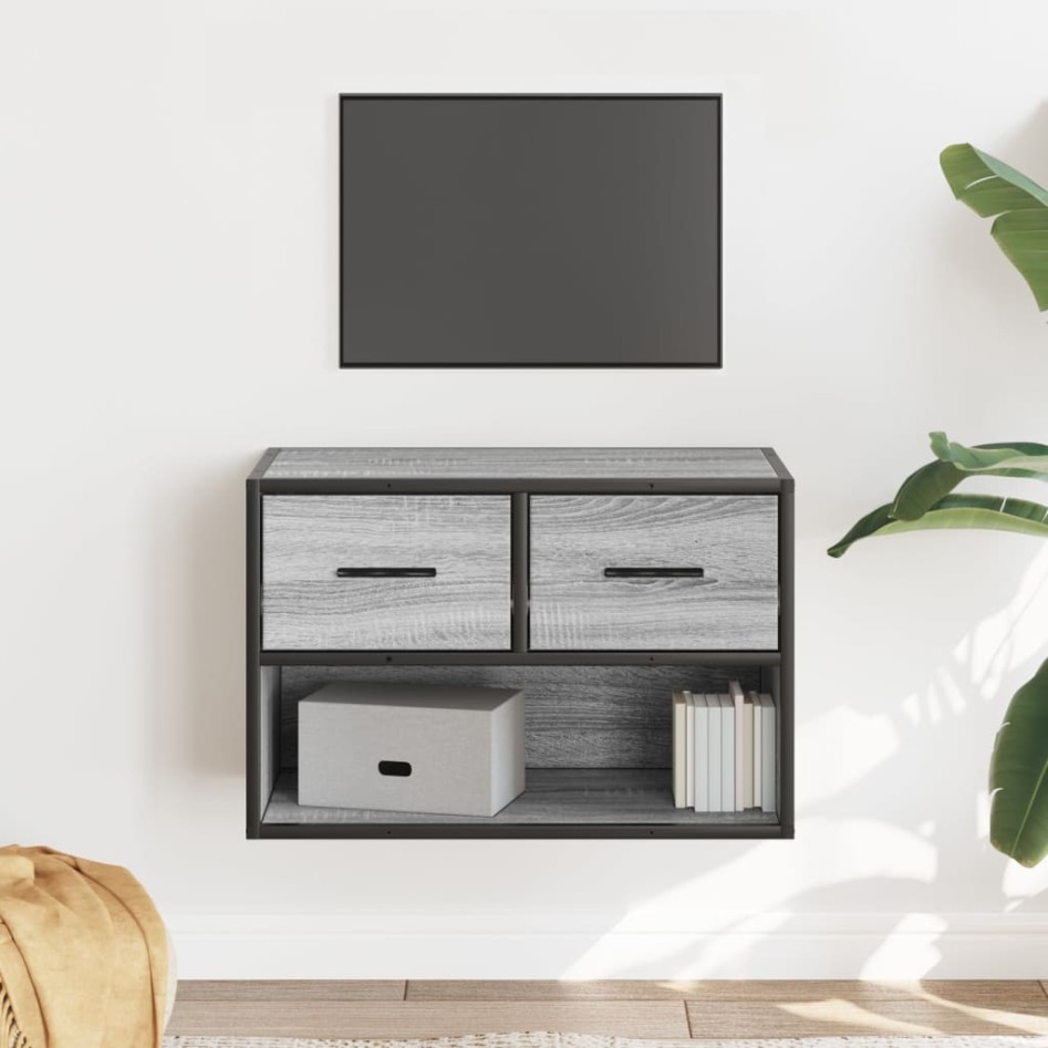 Mueble de TV madera y metal roble ahumado 60x31x39,5