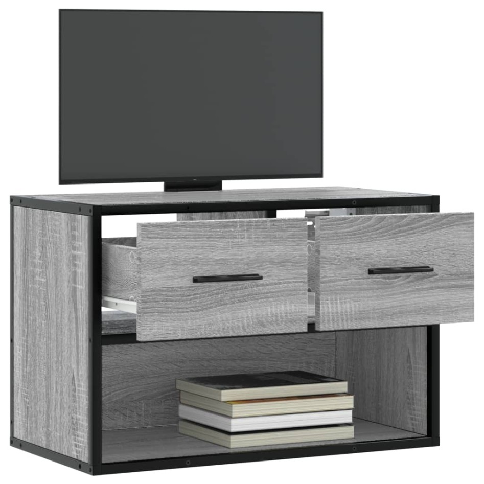 Mueble de TV madera y metal roble ahumado 60x31x39,5