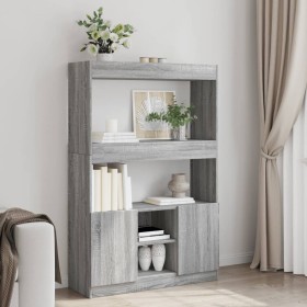Aparador alto madera de ingeniería gris Sonoma 92x33x140