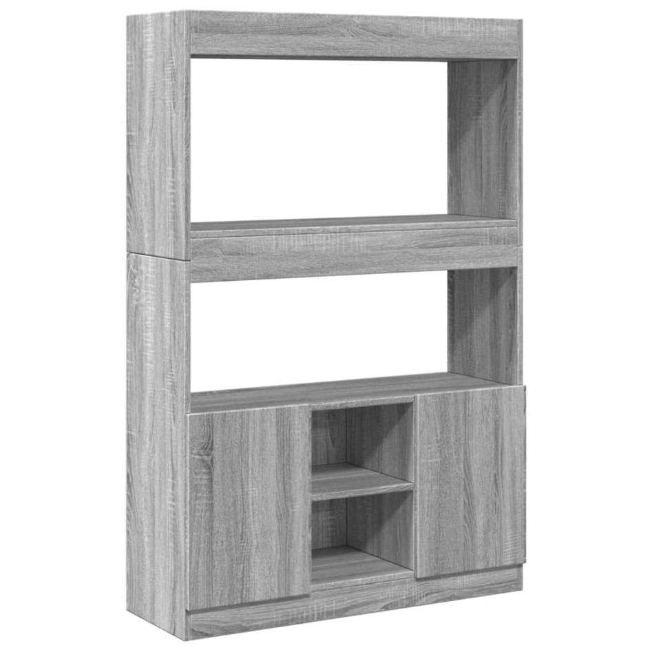 Aparador alto madera de ingeniería gris Sonoma 92x33x140