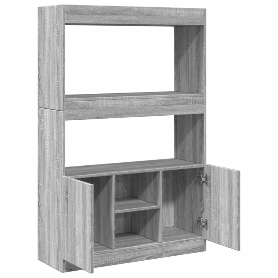 Aparador alto madera de ingeniería gris Sonoma 92x33x140
