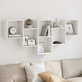 Estantería de pared madera de ingeniería blanca 159x18x66