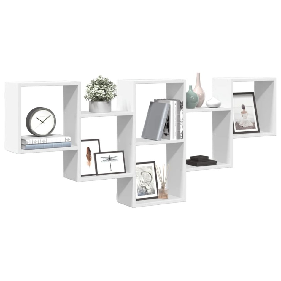 Estantería de pared madera de ingeniería blanca 159x18x66