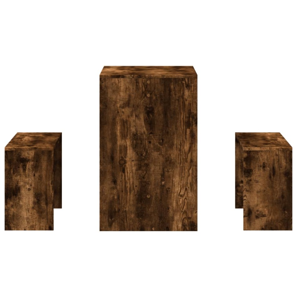 Mesa y bancos de comedor 3 pzas madera ingeniería roble