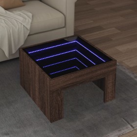 Mesa de centro con Infinity LED marrón roble 50x50x30