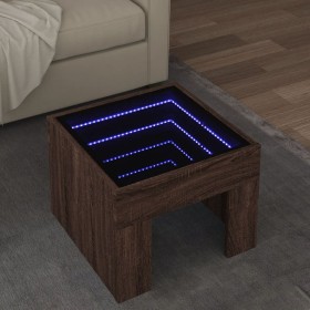 Mesa de centro con Infinity LED marrón roble 40x40x30