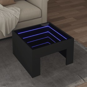 Mesa de centro con Infinity LED negro 50x50x30