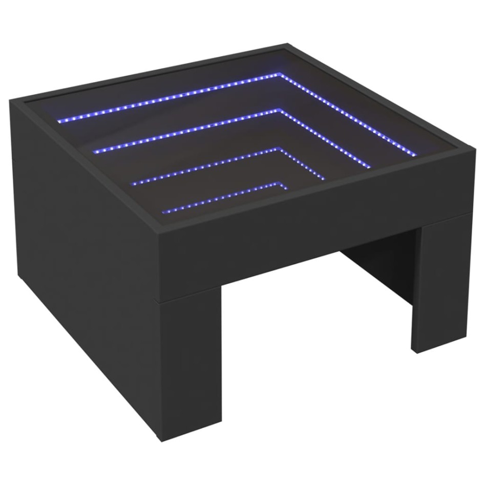 Mesa de centro con Infinity LED negro 50x50x30