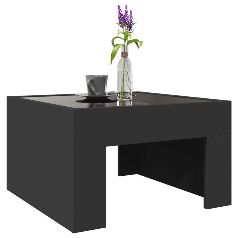 Mesa de centro con Infinity LED negro 50x50x30