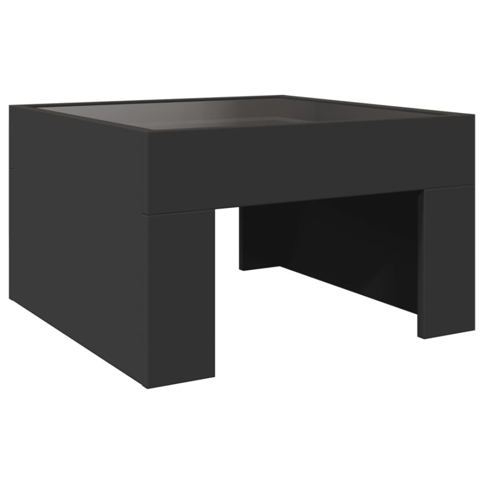 Mesa de centro con Infinity LED negro 50x50x30