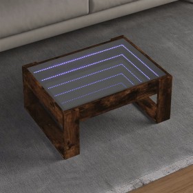 Mesa de centro con Infinity LED roble ahumado 70x53x30