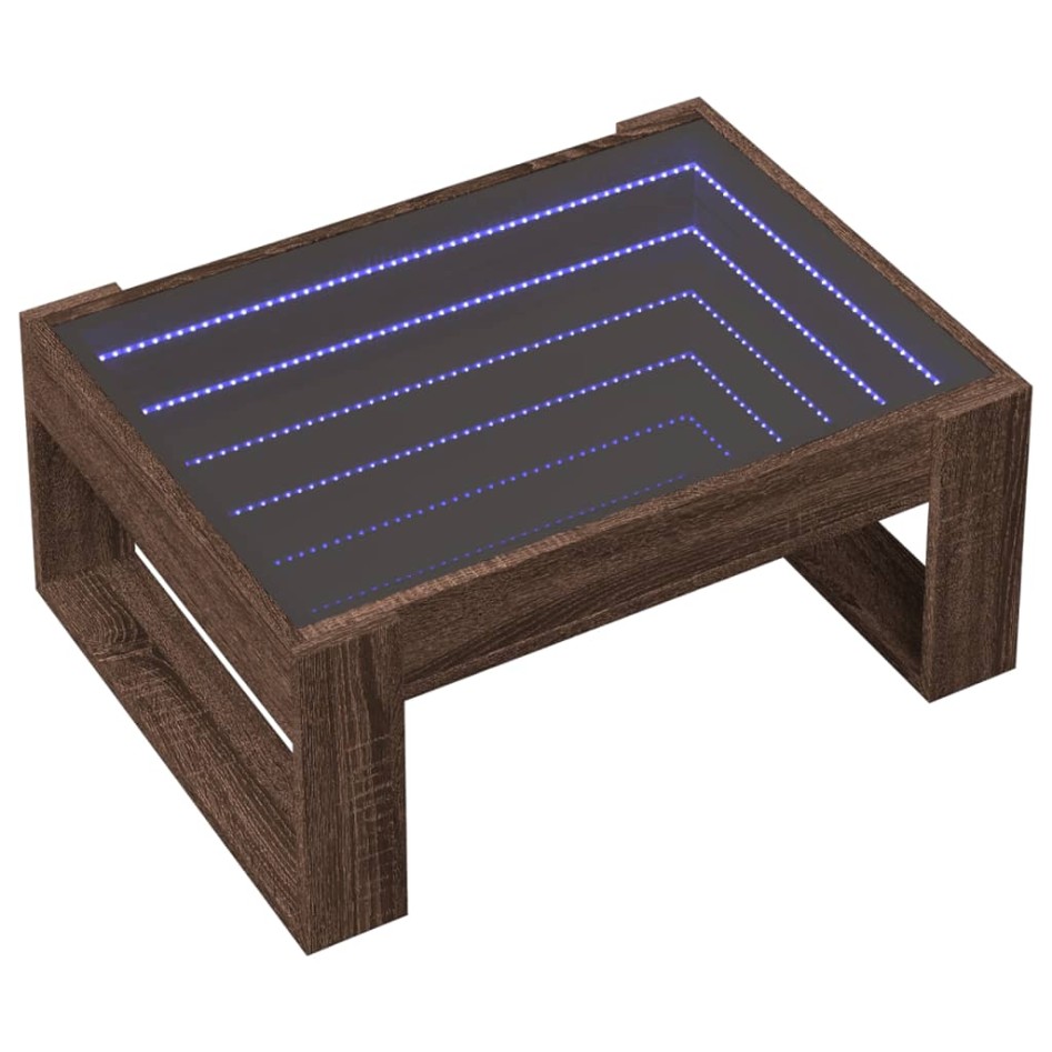 Mesa de centro con Infinity LED marrón roble 70x53x30