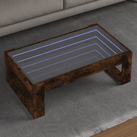 Mesa de centro con Infinity LED roble ahumado 90x53x30