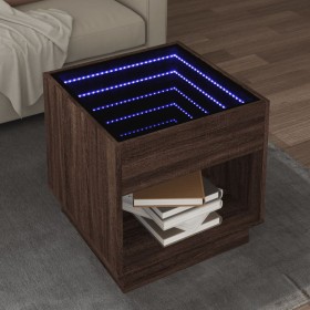 Mesa de centro con Infinity LED marrón roble 50x50x50