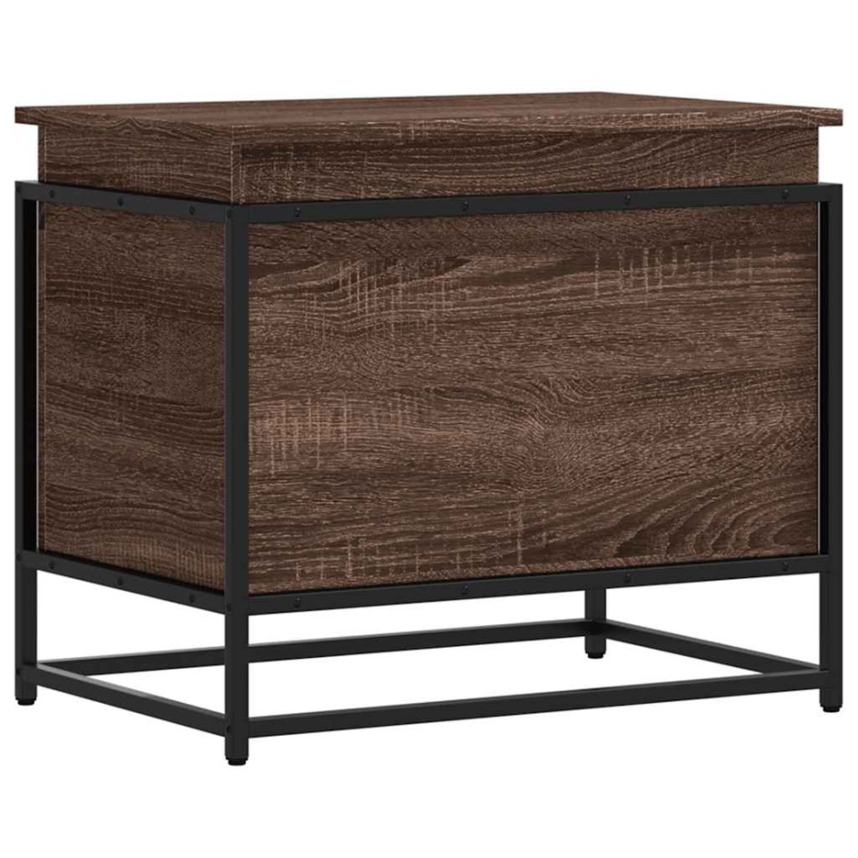 Caja de almacenaje con tapa madera marrón roble 60x40x51,5