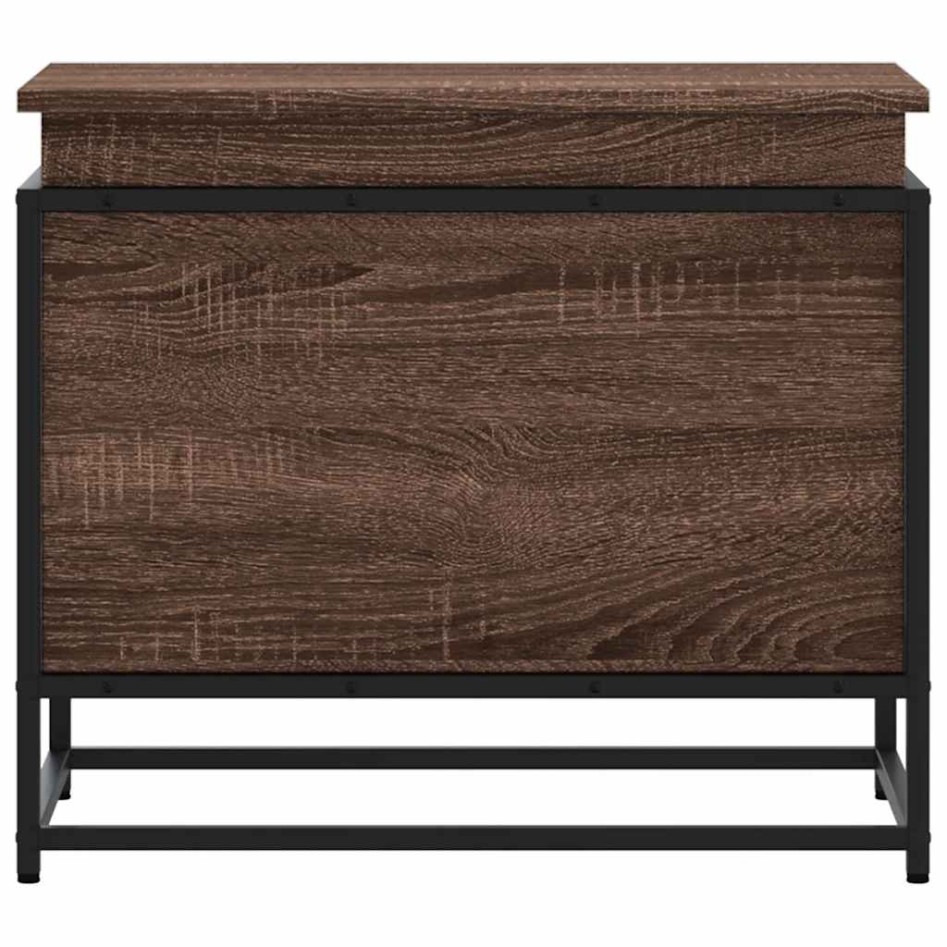 Caja de almacenaje con tapa madera marrón roble 60x40x51,5